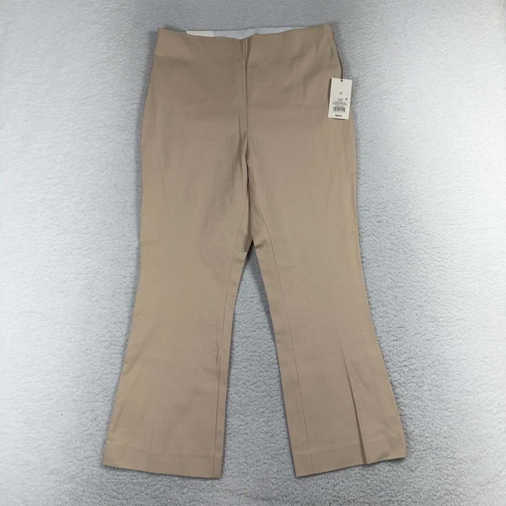 A New Day Beige Kick Flare Women's Pants High Rise Stretch Zipper 12R 30.5x26